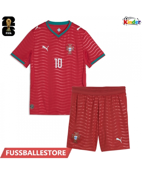 Günstige Portugal Bernardo Silva #10 Heimtrikotsatz Kinder WM 2026 Kurzarm (+ Kurze Hosen)